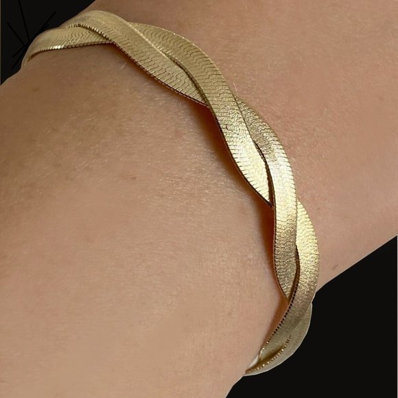 Jewelry - 14k Gold Over 925 Silver Herringbone Bracelet